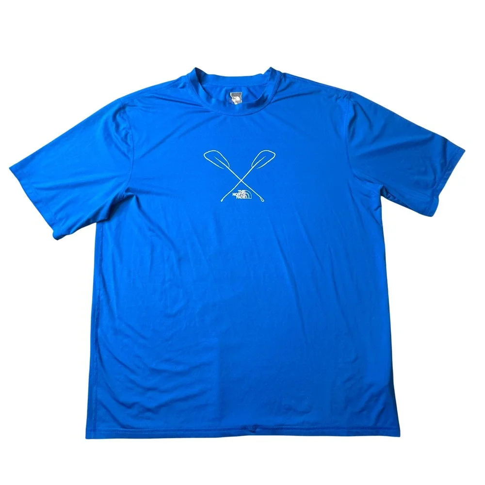 The North Face Sun Shirt Mens XL Blue Paddle Graphic Short Sleeve Rash Guard